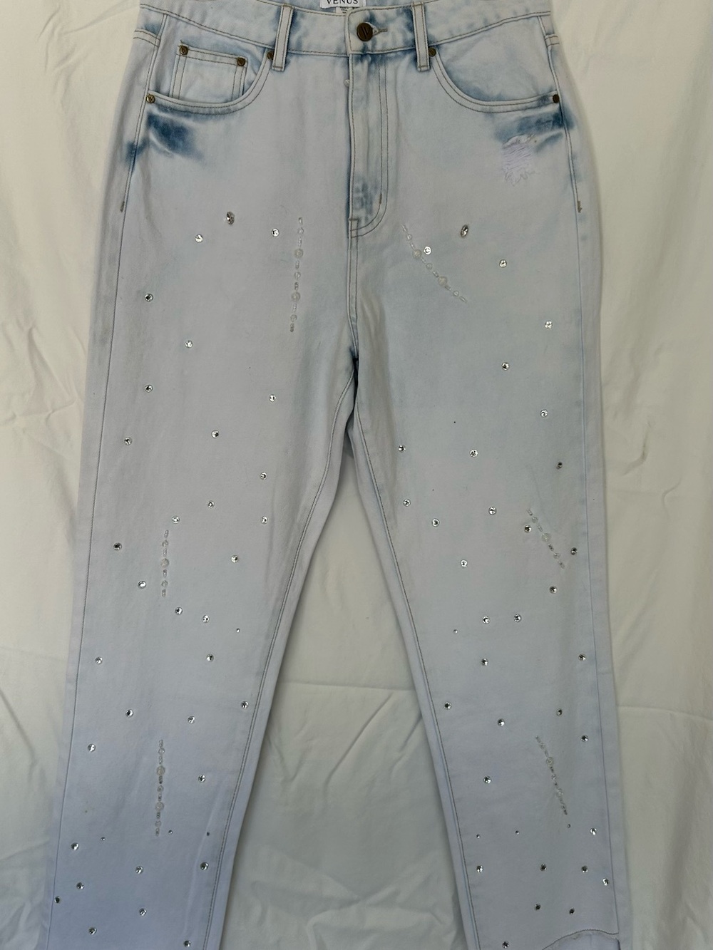VENUS Rhinestone Embellished Jeans Size 10 Light Wash NWOT